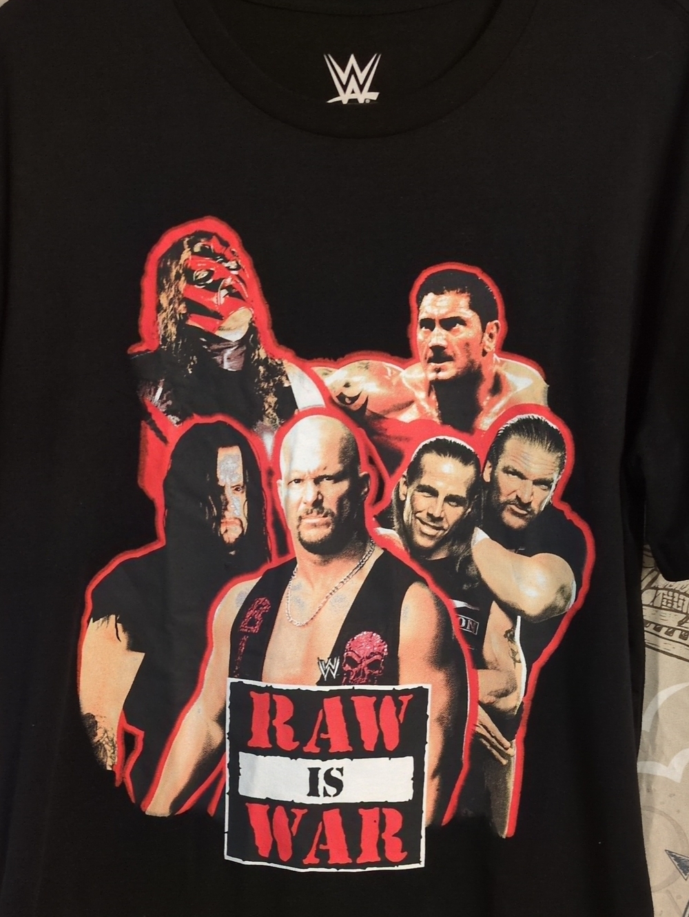 WWE Black RAW Is War Graphic Tee with Red Accents